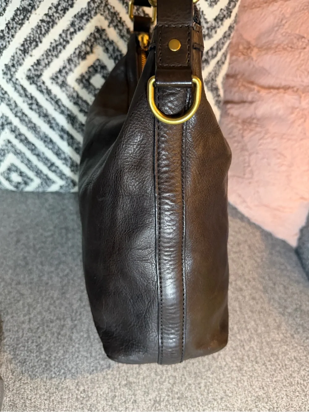 Vintage Dark Brown Frye Claude Hobo Shoulder Bag
